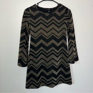 Girls Black and Gold Chevron Dress Holiday Party Christmas L‎ 14